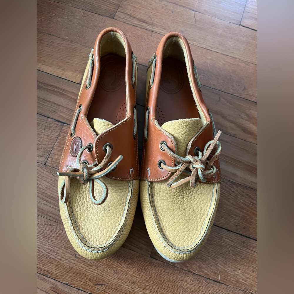 Dooney & Bourke Yellow and Tan Boat Shoes